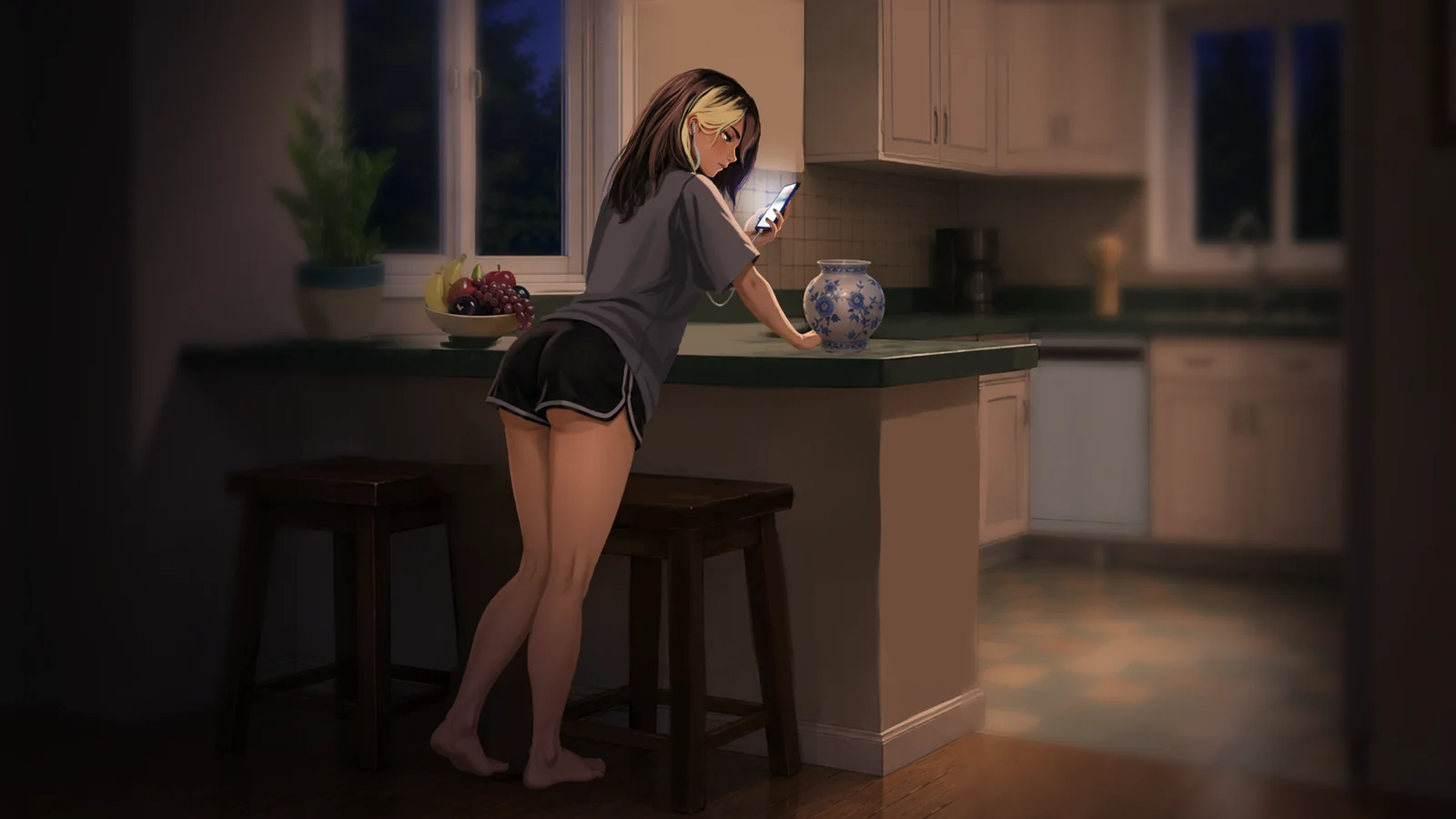 Chloe at home on the night of your return.