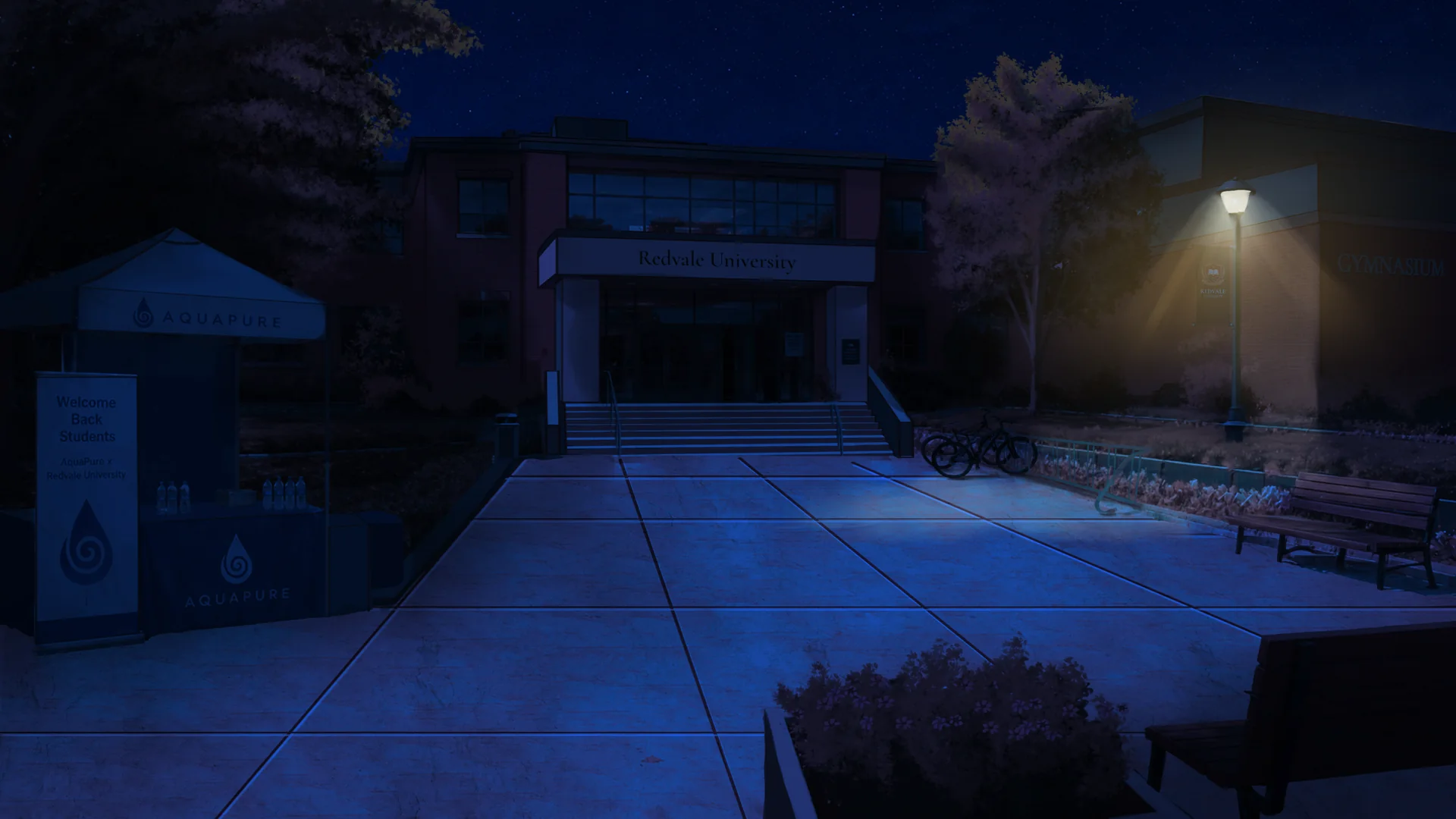 Redvale University during after midnight.