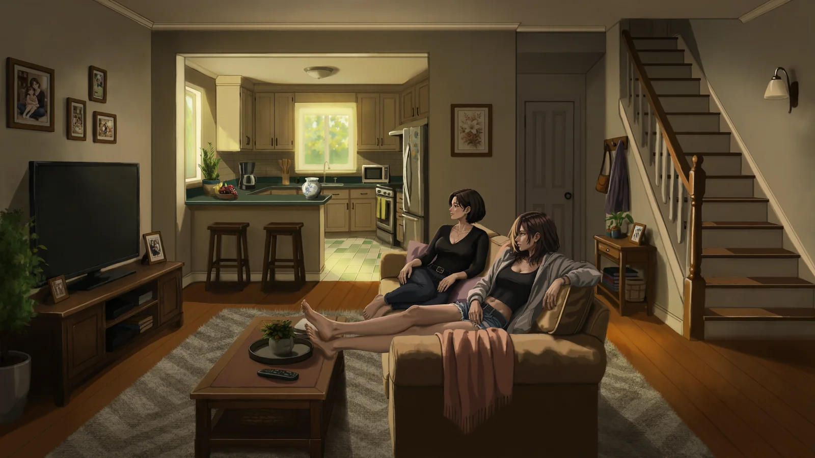 Helena and Chloe together in the Whitmore living room.